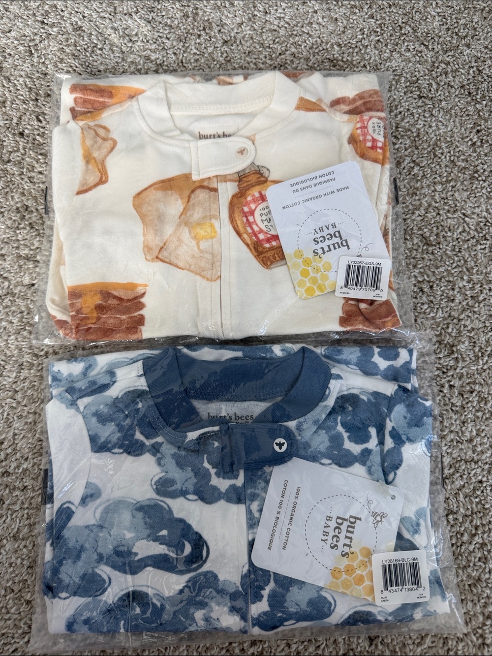 NEW Burt's Bees Baby Organic Cotton Footed Pajamas